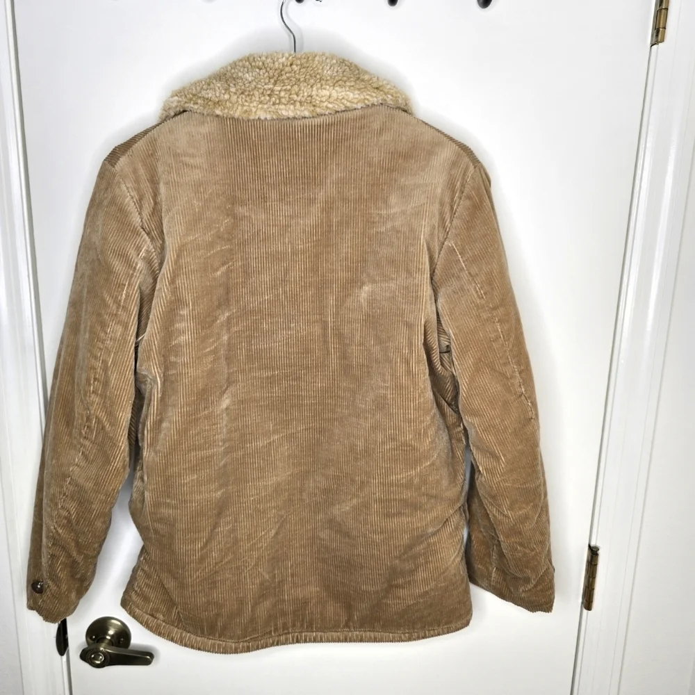 JCPenney Boy's Sports Outerwear Tan Corduroy Jacket with Faux Sherpa Vintage